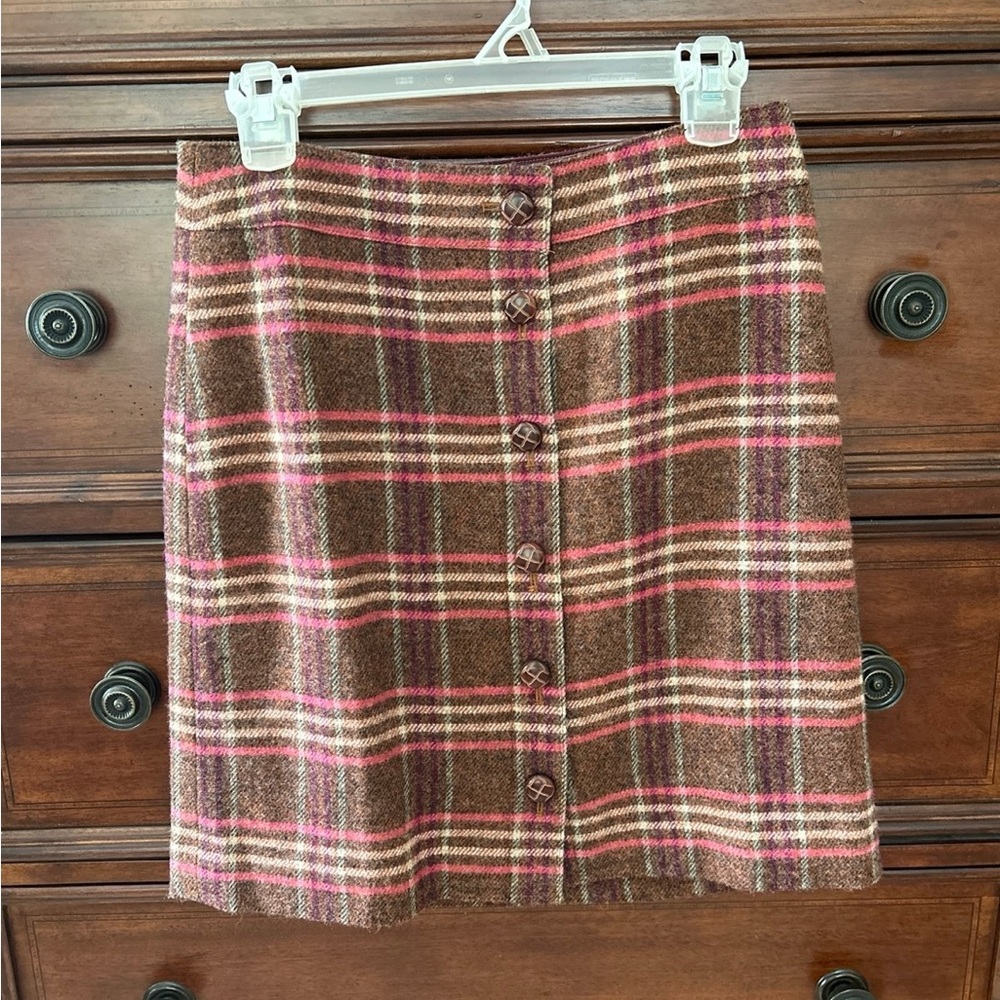 Talbots Brown and Pink Mini Pencil Skirt